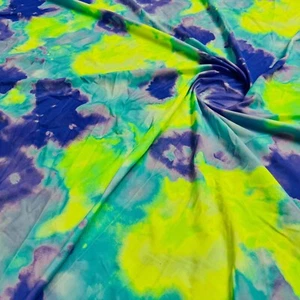Neón Tie Dye Abstract Print Nylon Spandex Fabric Print 4 Way Stretch By Ya - Picture 1 of 7