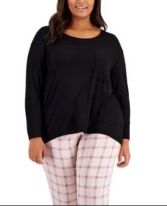 Alfani superweiches Stretch Langarm Jersey Lounge Schlaf Top klassisch schwarz - Bild 1 von 8