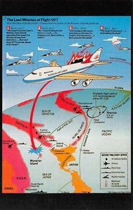 Korean Airlines The Last Minutes Of Flight 007 Coast Hokkaido Map Vtg Postcard  - Picture 1 of 2