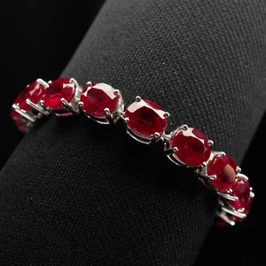 Artisanal Blood Red Ruby 61.35Ct 925 Sterling Silver White Gold Plated Bracelets - Picture 1 of 9