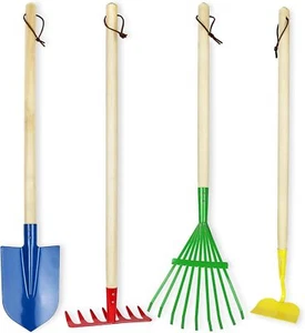 4-Piece Kids Gardening Set With Shovel, Rake for Outdoor Play Ages 3-8 - Picture 1 of 10