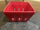 Beautiful Red Square Ceramic Strawberry Basket 5.5 Inches Wide 3 Inches Tall