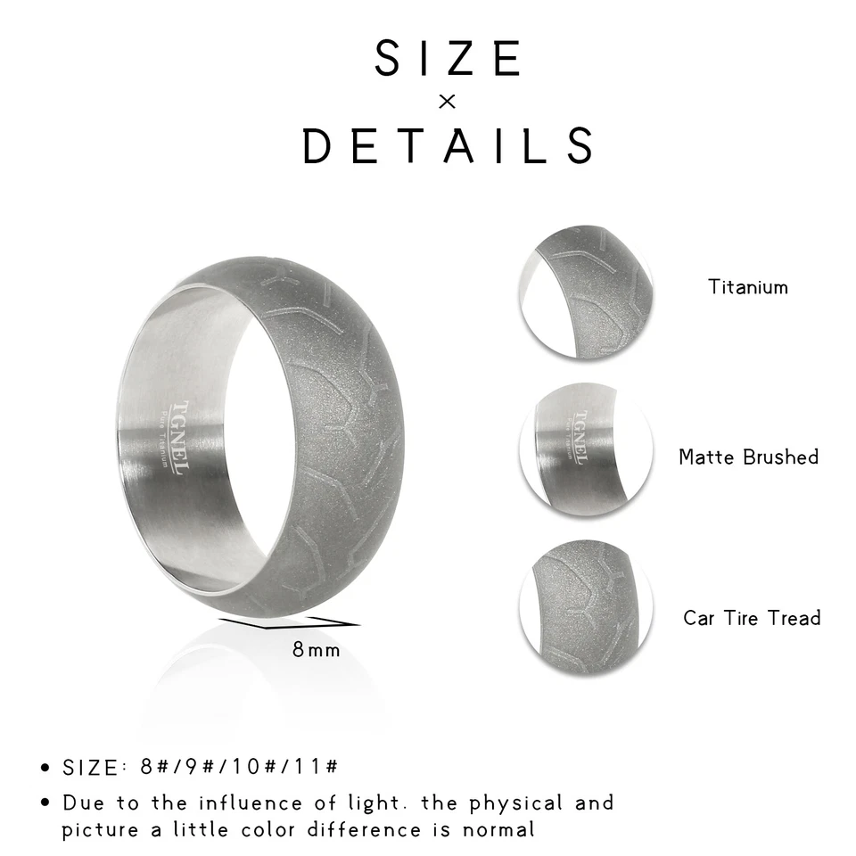 Tire Ring Wedding Bands for Men Fashion Rings Engagement Rings Comfort Silver - Image 1 of 4