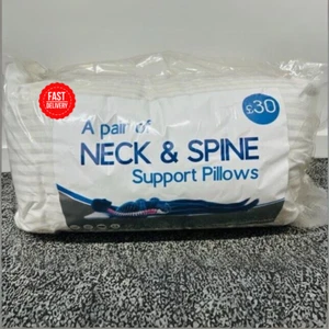 2er-Pack Luxus ägyptische gestreifte Kissen extra gefüllt Nacken & Wirbelsäulenunterstützung - UVP £30 - Bild 1 von 1