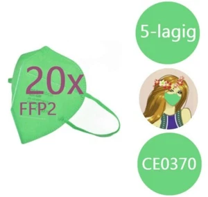 20x Stück - FFP2 Atemschutz grüne Masken GRÜN für Erwachsene - Bild 1 von 2