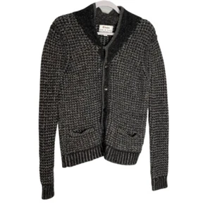 Rag & Bone Grandpa Sweater Size XL Black Gray Button Down Knit Unisex - Picture 1 of 7