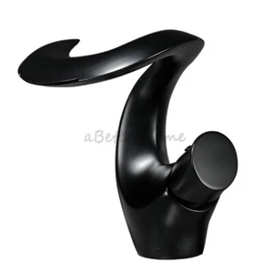 Brass Bathroom Wide Mouth Waterfall Sink Faucet Single Hole Wash Basin Mixer Tap - Picture 1 of 11