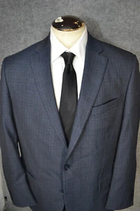 Peter Millar Blazer Navy Blue 44T Tall Plaid 100% Wool Jacket Sport Coat - Picture 1 of 22