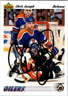 Chris Joseph Edmonton Oilers Hand Signed 1991-92 UD Hockey Card #436 NM  - Image 1 of 2