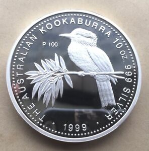 Australien 1999 100 Jahre Perth postfrisch Kookaburra 10 Dollar 10oz Silbermünze, Nachweis