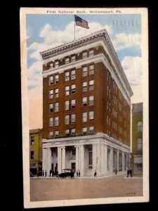 Rare c1931 First National Bank, Williamsport, Pa. Vintage WB Postcard - Picture 1 of 2