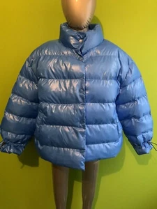 Future Collective W/ Kahlana Barfield Brown Puffer Jacket ( 1X ) Blue - Picture 1 of 12