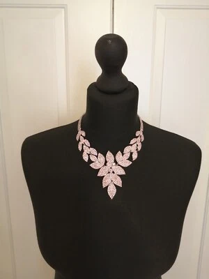 Funkelndes Straß Collier, Kette, Statement, rosa Straß, Größe verstellbar Top Z. - Bild 1 von 4