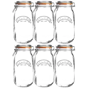 Kilner 6pcs Clip Top Round 2L Preserve Jam Rice Coffee Storage Holder Glass Jar - Picture 1 of 4
