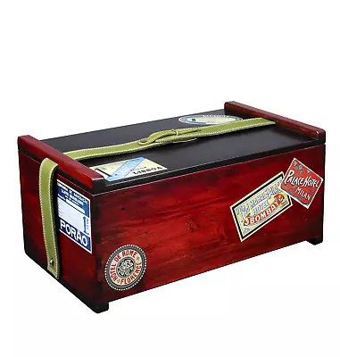 Caja De Almacenamiento Decorativo De Madera Coleccionable Con Etiquetas De Viaje Mesa Pecho • 115.10€