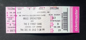 Boleto de concierto Bruce Springsteen 2012 6/12 Jobing.com Arena Glendale AZ. - Imagen 1 de 2