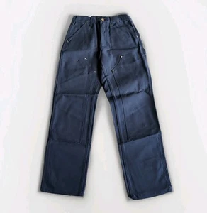 Vintage Carhartt B01 NVY Navy Blue Double Front Pants New Old Stock 29x32 - Picture 1 of 13