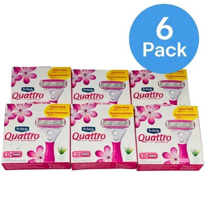 Cartuchos de afeitadora Schick Quattro para mujer 4+2 - Paquete de 6 - Nuevos Foto 1 de 3