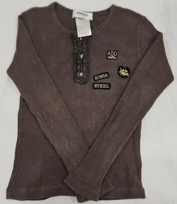 Blusa Sonia Rykiel infantil feminina marrom com nervuras tamanho 10 - Imagem 1 de 4