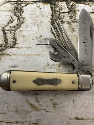 Navaja de Bolsillo Colonial USA Pic-Nic-Pal Hobo Sintética Blanca De Colección  Foto 1 de 4