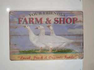 Retro Country Tin Sign door Wall Farm And shop Organic Food Advertising Dign - Picture 1 of 3