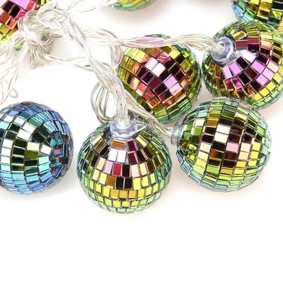 1.8m 10-Light Rose Gold 4cm Mirror Ball String Lights Warm White - Image 1 of 4