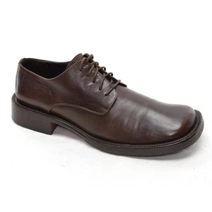Men Pawelk's Square Toe Oxfords 42.5 / 9.5 Brown Leather Lace Up Shoes Italy - Picture 1 of 6