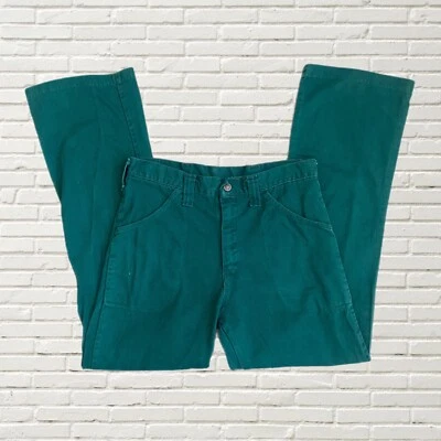 Jeans de mezclilla verdes vintage años 70 - cintura alta recto bootcut hippie Foto 1 de 4