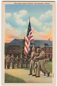 The Colors Pass in Review, Fort Sheridan, Illinois VTG Postcard TM1. - Picture 1 of 2