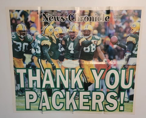 Green Bay News Chronicle 1/26/97 Center Page Poster  1997 Thank You Packers Cover