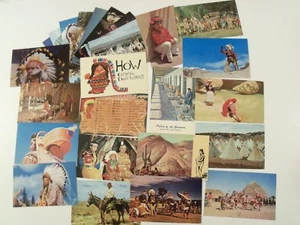 INDIANS CHIEF PAPOOSE SQUAW TEE PEE NATIVE AMERICANA 27 POSTCARD CHROME LOT#156  - Picture 1 of 10