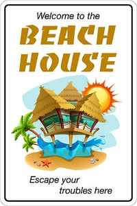 *Aluminum* Welcome To Beach House 8"x12" Metal Novelty Sign NS 256 - Picture 1 of 1