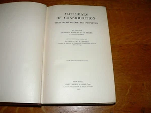 Antique 1922 Materials of Construction HC Reference Book, 2nd Ed. by A. P. Mills - Picture 1 of 8