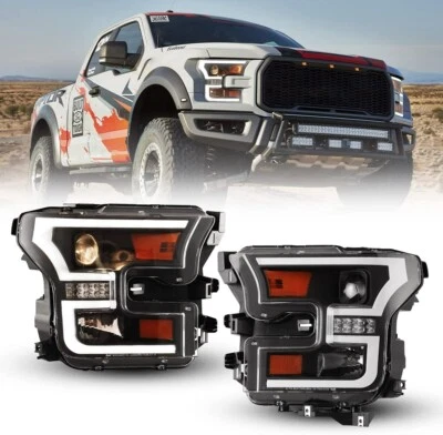 Par de faros negros para Ford F-150 F150 2015 2016 2017 proyector luces LED DRL Foto 1 de 4