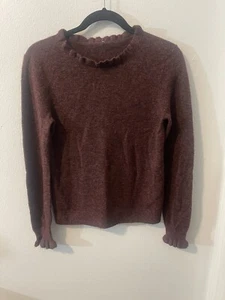 Suéter Pullover Sundance Aileen con Volantes Mujer S Lana Cachemira Acogedor Tejido Grapa - Imagen 1 de 8