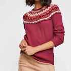 Free People Burgundy Mandala Swit Thermal Sweater Top L