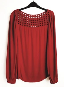 DVF DIANE VON FURSTENBERG LADIES DARK RUST RED BLOUSE SIZE US 6 UK 8 *FLAW* - Picture 1 of 6