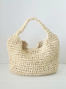 AQUA Mini Slouch Natural Woven Basket Top Handle Bag NWOT- MSRP $88.00 - Picture 1 of 7