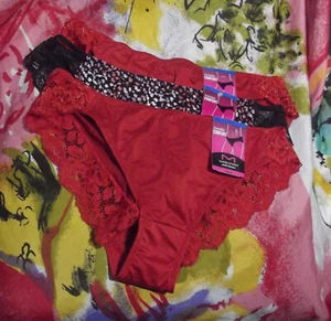 3 NEW MAIDENFORM COMFORT DEVOTION 40159 AINP/ACAI TANGA PANTIES XL/8 - Picture 1 of 2