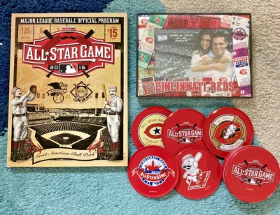 Cincinnati Reds Lot Official Program Coaster Set of 5 Picture Frame MLB All Star - Image 1 of 4