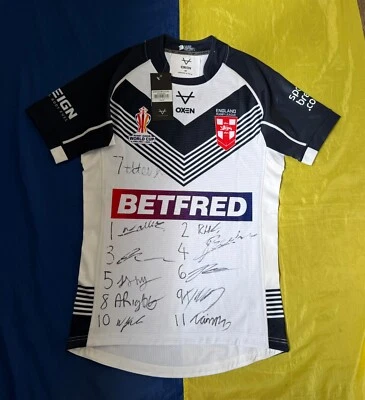 ENGLAND RUGBY TEAM PLAYING JERSEY WORLD CUP 2021 AUTOGRAPHS TEAM Sz. M - Image 1 of 4
