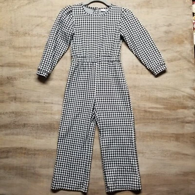 Girls Size 7-8Y Black And White Houndstooth Romper One-Piece With Back Buttons - Image 1 of 4