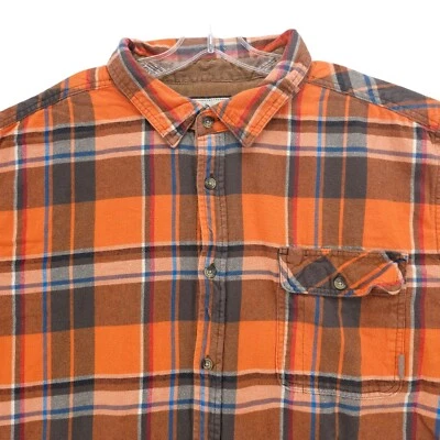 LEGENDARY WHITETAILS Orange Plaid Men's Button Up Long Sleeve Shirt Size: 2XL - Image 1 of 4