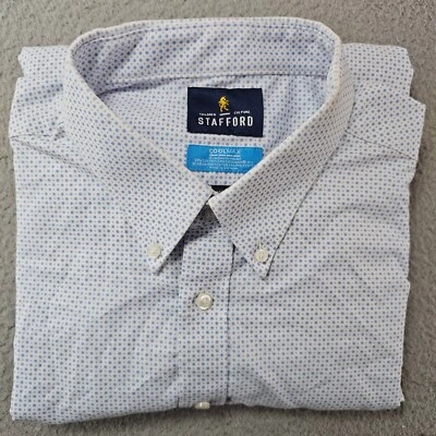 Stafford Dress Shirt Mens Extra Large 17.5 34/35 Polka Travel Coolmax Button Up - Image 1 of 4
