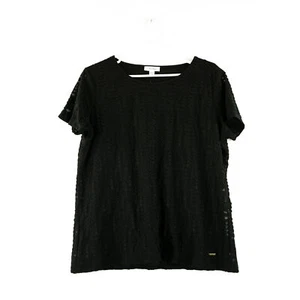 Calvin Klein Stretch Damen strukturiertes Kurzarm T-Shirt, Gr. XX-Large, schwarz - Bild 1 von 3