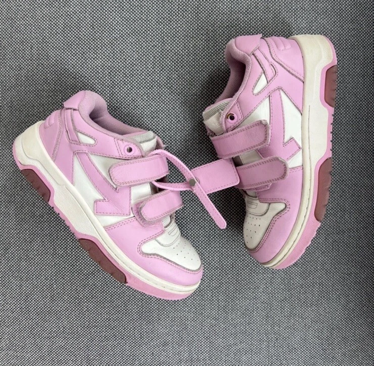 $185 Off-White Unisex Niños Rosa Parte Superior Baja Cuero Zapatilla Zapato Talla EU 31 Foto 1 de 4
