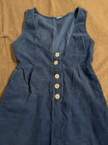 Vintage USA Buttoned Navy Blue Corduroy Jumper Casual Dress M 26”Waist -Pockets - Bild 1 von 7