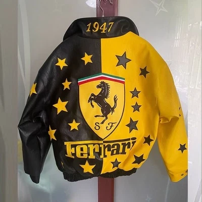 F1 Ferrari Chaqueta de Cuero Bordado Traje de Carreras Manga Larga Impermeable Talla XL Foto 1 de 4