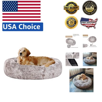 Cama calmante para cachorros Donut 43" com aro levantado de apoio - Ideal para animais de estimação curling - Imagem 1 de 4
