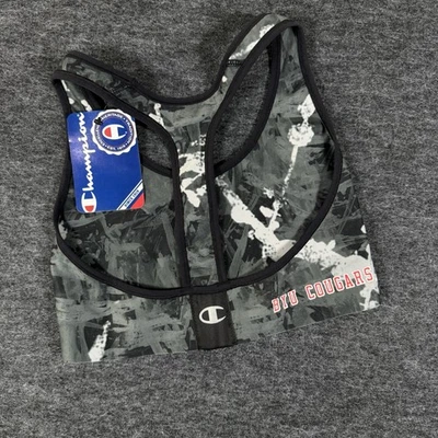 Champion Women's Camo Racerback Sports Bra Abstract Print Workout BYU Cougars - Image 1 of 4
